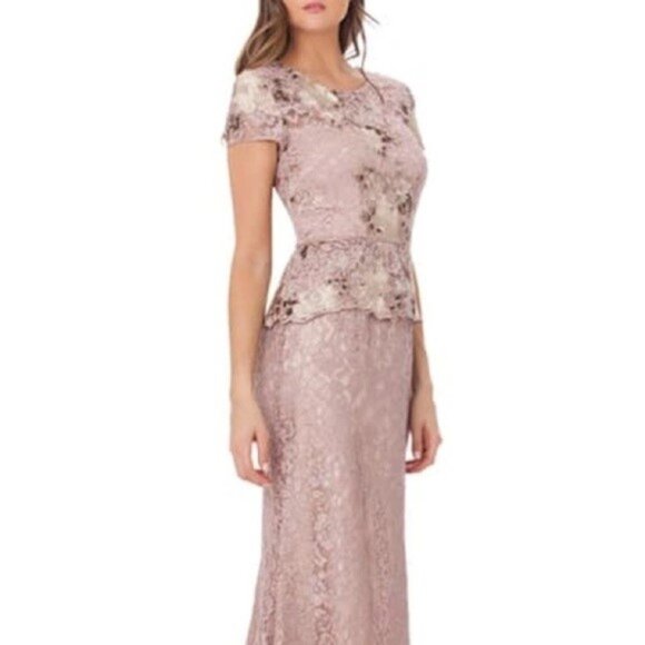 JS Collections Peplin Embroidered Lace Gown - Picture 2 of 13